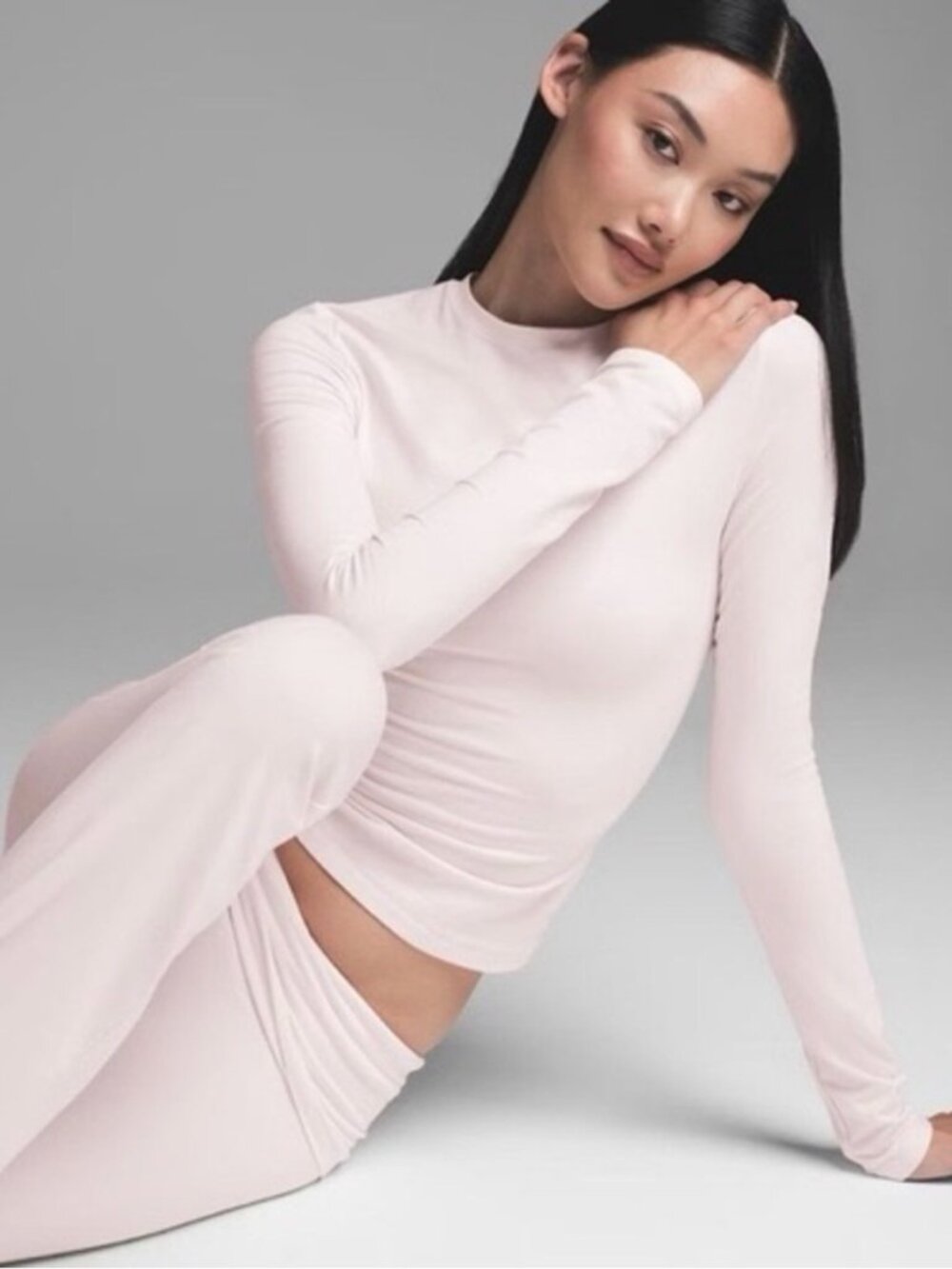SKIMS Cotton Jersey Long Sleeve Tee – Barely Pink 💕 NWT